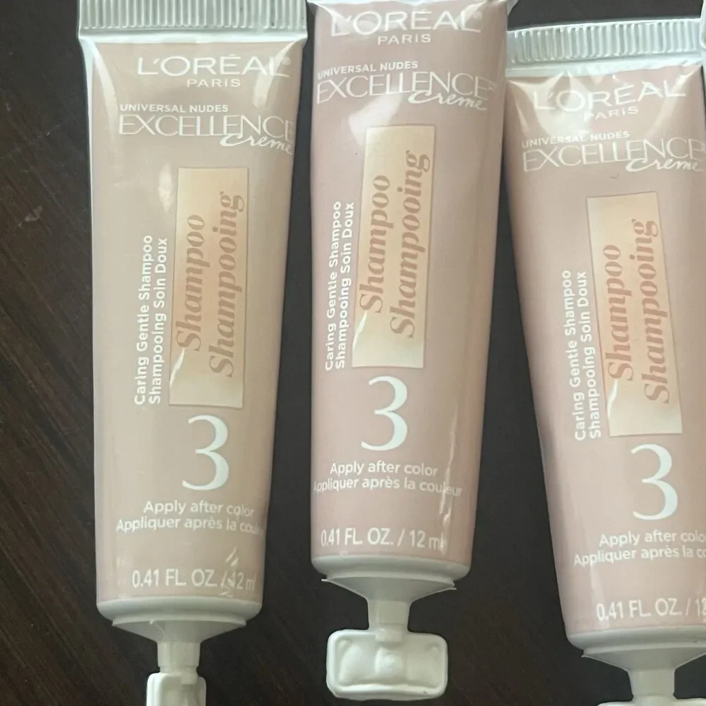 (7) Mixed Loreal Paris Excellence Creme #4 Tubes Caring Deep Shampoo 0.41 oz Ea